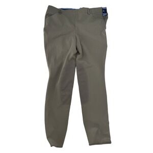 Ovation Womans 30L Equestrian‎ Riding Breeches Taupe Brown Side Zip Knee Patch